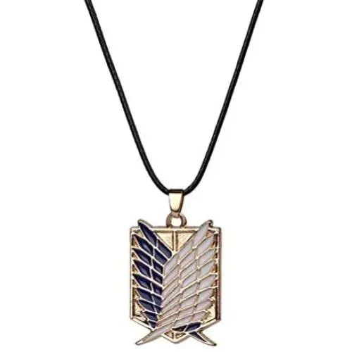 AILUOR Attack On Titan Necklace, Investigation Corps Pendant Necklace, Wings of Freedom Cosplay Necklace Leather Rope Investigation Anime Cartoon Lovers Jewelry for Boys Girls Anime Fan