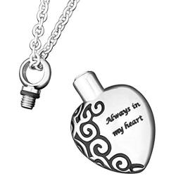 LoEnMe Jewelry Urn Necklace for Ash Cremation Pendant Love Heart Cross Bullet Infinity Cylinder Bar Waterdrop