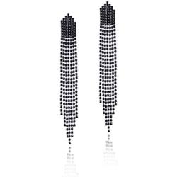 Extra Long Rhinestone Drop Earrings Women’s Sparkling Waterfall Fringe Tassel CZ Crystal Statement Studs Wedding Bridal Party Dangle Earring Simulated Diamond Earrings for Bride Bridesmaids