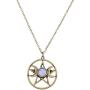 Lux Accessories Double Crescent Moon Pentagram Blue Opal Necklace