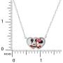 Disney Mickey Mouse and Minnie Mouse Sterling Silver Heart Pendant Necklace, 16” Chain;