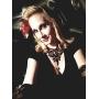 Black Lace Necklace Earrings Set,JoyTong Lace Pendant Choker and Eardrop (Black)