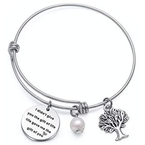 TzrNhm Blossom I Didnt give You The Gift of Life,Life gave me The Gift of You Bracelet for Niece Daughter in Law Stepson Keychain