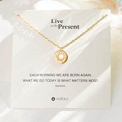 AEREKA Opal Sun Necklace - Minimal Jewelry for Women - Be Here Now Mindfulness Idea