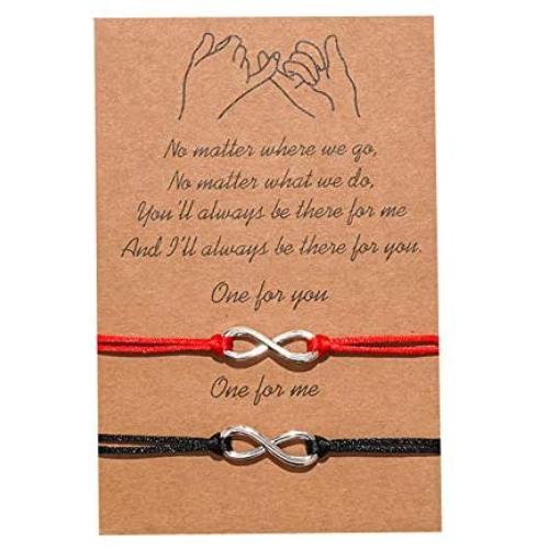 Pinky Promise Distance Matching Bracelets 2Pcs/Set Friendship Couples Bracelet for Best Friend Family Women Men Teen Girls