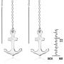 Contemporary Nautical Anchor .925 Sterling Silver Thread Slide Earrings