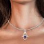 925 Sterling Silver Purple Amethyst Pendant Necklace for Women February Birthstone Jewelry 0.46 CTTW