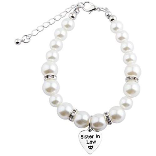 MAOFAED Sister  in Law  Bracelet, Pearl Bracelet, Wedding Gift for Sister,Mother in Law  Wedding Jewelry