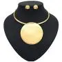 Fstrend Statement Choker Earrings Set Gold Plated Bride Necklace Round Pendant Nigerian Costume Party Jewelry Accessories for Women and Girls Fstrend Statement Choker Earrings Set Gold Plated Bride Necklace Round Pendant Nigerian Costume Party Jewelry Accessories for Women and Girls