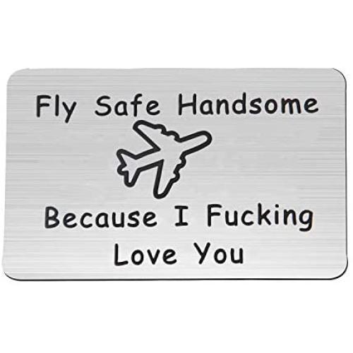 MAOFAED Fly Safe Keychain Pilot Gift Fly Safe Because i Fucking Love You Flight Attendant Gift Traveling Keychain Gift for Flight Staff Airline Worker