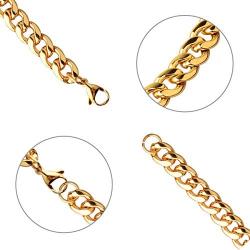 CrazyPiercing 18K Gold Plated Necklace, Men Jewelry 10MM Wide Hip Hop Turnover Chain Necklace, Stainless Steel 19'' - 24''