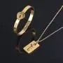 Lock and Key Bracelet and Necklace Set, His& Hers Matching Set Plated Titanium Love Lock Set Couple Heart Bangle Bracelet Lock Key Pendants Lock and Key Bracelet and Necklace Set, His& Hers Matching Set Plated Titanium Love Lock Set Couple Heart Bangle Bracelet Lock Key Pendants