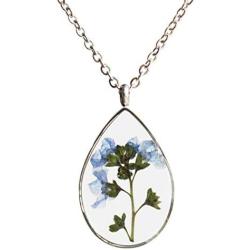 SI EASY Pressed Flower Pendant Necklace Real Dried Flower Resin Jewellery