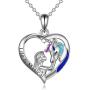 YFN Unicorn Gifts Created Opal Pendant Necklace 925 Sterling Silver Unicorn Jewelry for Women Girls