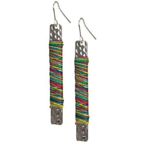 Handmade Boho Bar Hammered Silver and Gold Dangle Bohemian Earring for Women