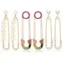 Paperclip Drop Earrings Colorful Rhinestone Pearl Safety Pin Dangle Earrings Elegant Gold Tone Statement Stud Earrings For Women Girls Paperclip Drop Earrings Colorful Rhinestone Pearl Safety Pin Dangle Earrings Elegant Gold Tone Statement Stud Earrings For Women Girls