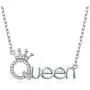 Flyow 925 Sterling Silver White Cz Crown Princess/Queen Pendant Word Charm Necklace for Girlfriend Wife Daughter Granddaughter, 18 Inch + 2 Inch