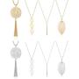 FUNRUN JEWELRY 8PCS Long Pendant Necklace Bar Circle Arrow Leaf Tassel Y Necklace Set for Women