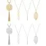 FUNRUN JEWELRY 8PCS Long Pendant Necklace Bar Circle Arrow Leaf Tassel Y Necklace Set for Women FUNRUN JEWELRY 8PCS Long Pendant Necklace Bar Circle Arrow Leaf Tassel Y Necklace Set for Women