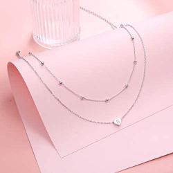 Dainty Initial Heart Necklace Sterling Silver Clavicle Personalized Choker Necklace Jewelry Gifts for Women Letter