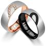 His & Hers Real Love Heart Promise Ring Titanium Stainless Steel Couples with I Love You Engraved Wedding Engagement Bands Top Ring for Girlfriend Boyfriend Gift