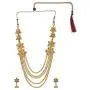 Efulgenz Indian Bollywood Traditional White Red Green Rhinestone Faux Ruby Emerald Heavy Bridal Designer Multistranded Lariat Necklace Set for Women and Girls (Style 4)