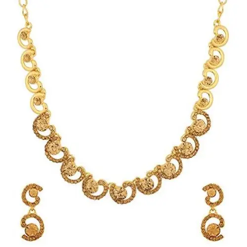 MUCH-MORE Indian Traditional Necklace Gold Plated Bridal Ethnic Wedding Jewelry Set for Women MUCH-MORE Indian Traditional Necklace Gold Plated Bridal Ethnic Wedding Jewelry Set for Women