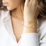 Turandoss Dainty Layered Bracelets for Women, 14K Gold Filled Adjustable Layering Bracelet Cute Evil Eye Bar Pearl Gold Layered Chain Bracelets for Women Jewelry