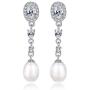 KEETEEN Sterling Silver Pearl Earrings 8mm Dangle Teardrop Earrings Bridal Betrothal Jewels