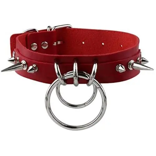 Manfnee Goth Jewelry PU Leather Choker Necklace with Chain Spike Charm Punk Rock Collar Adjustable Manfnee Goth Jewelry PU Leather Choker Necklace with Chain Spike Charm Punk Rock Collar Adjustable