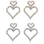 Fashion Shine Full Rhinestone Long Heart Drop Earrings for Women Luxury Pendientes Jewelry Gifts Fashion Tassel earring 2 pcs