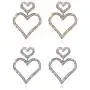 Fashion Shine Full Rhinestone Long Heart Drop Earrings for Women Luxury Pendientes Jewelry Gifts Fashion Tassel earring 2 pcs