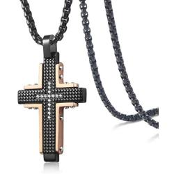 WESTMIAJW Stainless Steel Black Cross Pendant Necklace Chain Jewelry for Men Boys 60cm