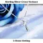 FUNRUN JEWELRY 925 Sterling Silver Cross Pendant Necklace for Women 3-Stone Cubic Zirconia Pendant with 1MM Box Chain, 17.7 FUNRUN JEWELRY 925 Sterling Silver Cross Pendant Necklace for Women 3-Stone Cubic Zirconia Pendant with 1MM Box Chain, 17.7