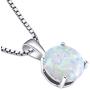 14 Karat White Gold Created Opal Solitaire Pendant