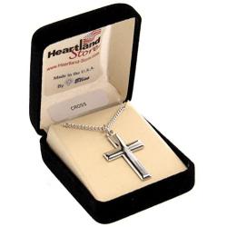 Heartland Classic High Polish Cross Sterling Silver Pendant for Men USA Made