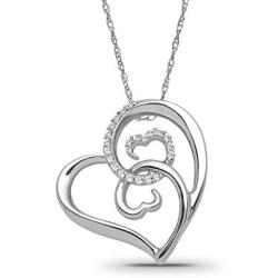 Sterling Silver Diamond Heart Pendant Necklace (1/10 cttw, I-J Color, I2-I3 Clarity), 18''