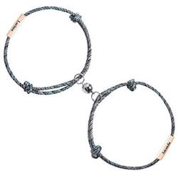 Yopicks Magnetic Couples Bracelets, Mutual Attraction Rope Braided His and Hers Bracelets Custom Nameplate ID Matching Bracelets for Lover
