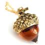 Joji Boutique: Golden Amber Glass Acorn Pendant Necklace
