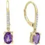 Dazzlingrock Collection 14K 7X5 MM Each Oval Gemstone & Round White Diamond Ladies Dangling Drop Earrings, Yellow Gold