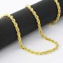Nuragold 14k Yellow Gold 4mm Rope Chain Diamond Cut Pendant Necklace, Mens Womens Lobster Lock 20'' 22'' 24'' 26'' 28'' 30''