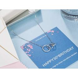 30th Birthday Gifts, Sterling Silver Necklace, Three Rings for Each Ten Years, Jewelry Gift Idea