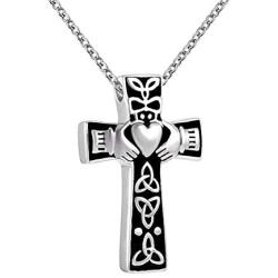 LoEnMe Jewelry Urn Necklace for Ash Cremation Pendant Celtic Cross Angel Wing Birthstone Memorial Keepsake for Women Men