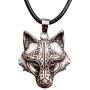 HAQUIL Wolf Necklace, Viking Wolf Head Pendant, Faux Leather Cord, Wolf Jewelry Gift