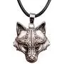 HAQUIL Wolf Necklace, Viking Wolf Head Pendant, Faux Leather Cord, Wolf Jewelry Gift
