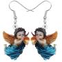 DOWAY Acrylic Angel Cupid Earrings Dangle Drop Sweet Jewelry for Women Girls Teens Party Charm Gift