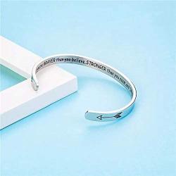 GFONDINGD Inspirational Bracelets for Women Girls Men Engraved Personalized Mantra Cuff Bangle Mother Daughter Friend Sister Encouragement Gift