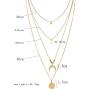 QIMOSHI Gold Layered Necklace Pendant Shell Moon Star Coin Round Simple Dangle Bar Necklace Chain for Women Girls Fashion Jewelry