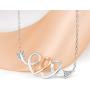 925-Silver Cupid-Arrow Double-Heart Necklace - Platinum Rose Plating Sterling Silver Pendant Necklaces with 5A Zirconia for Women Girlfriends Couples Jewelry Valentines Day Birthdays Gifts