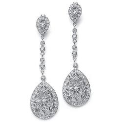 Mariell Art Deco Vintage CZ Wedding Earrings - Glamorous Gatsby-Style Dangle Chandeliers for Brides